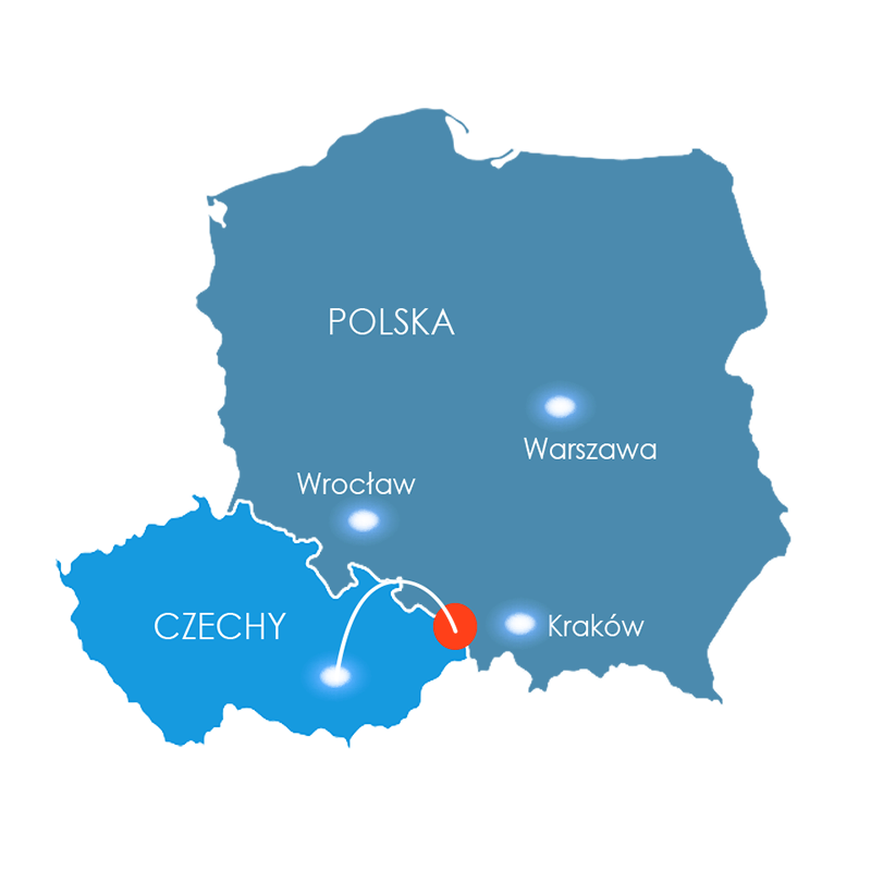 Mapa Polska - Czechy